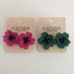 kultura clip-on floral earrings